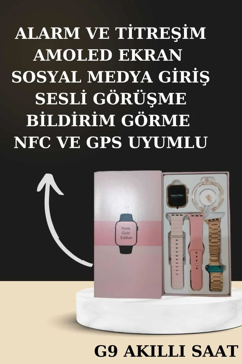 Nabız Ölçer Hediye Bileklikli Akıllı Saat ve Dijital Göstergeli Bluetooth Kulaklık Çoklu Şarj Girişi