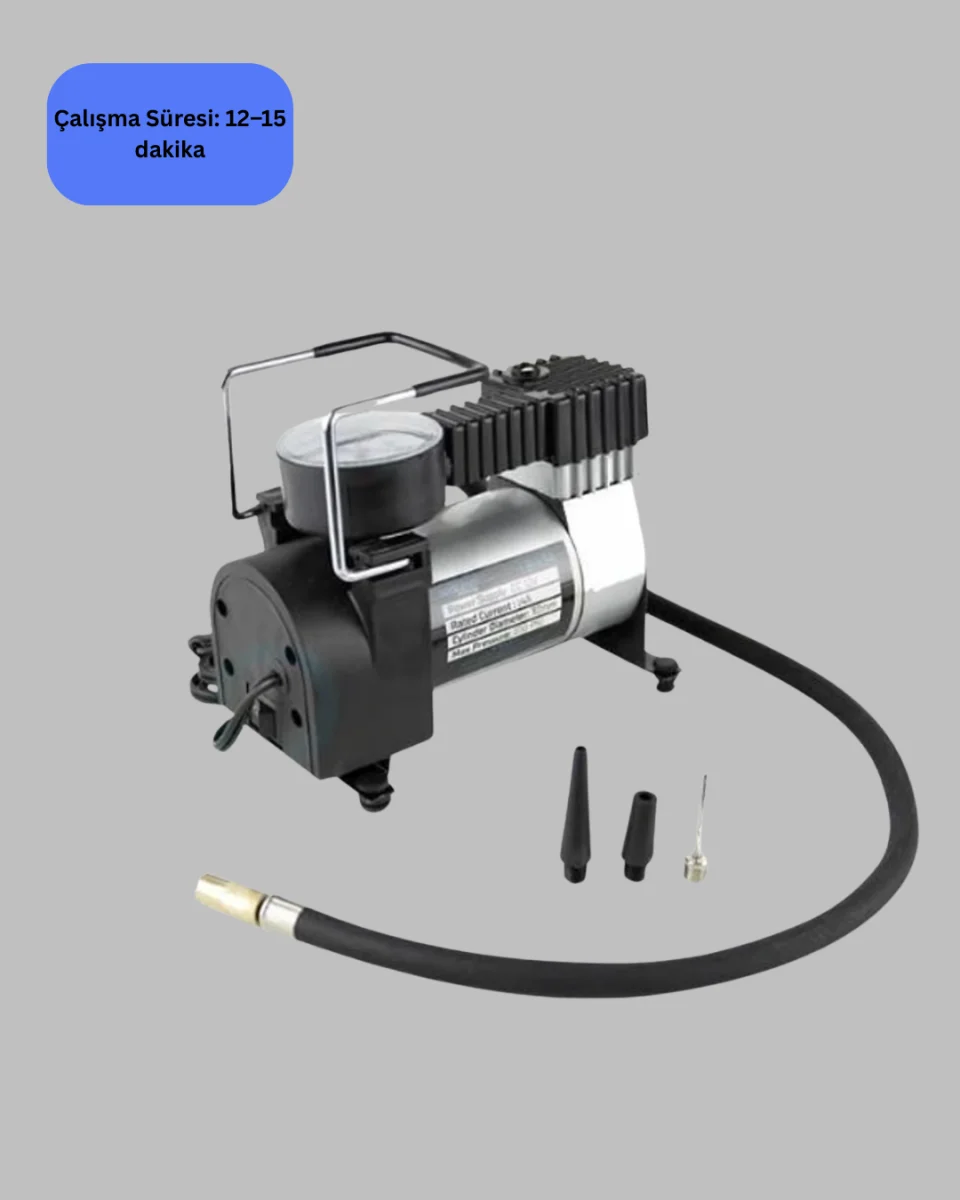 Araç Çakmak Girişli Metal Hava Kompresörü 10A Güçlü Motor