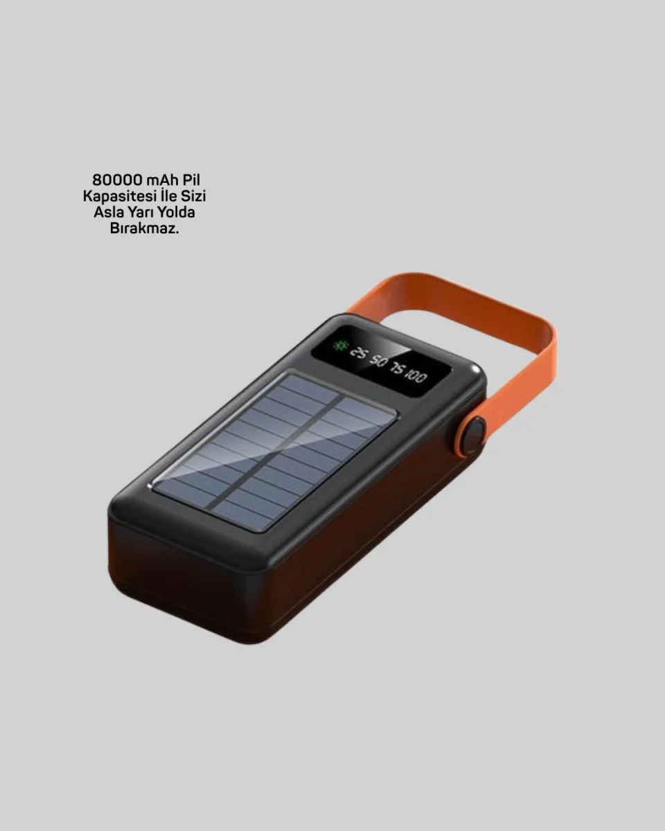 80000 mAh Yüksek Kapasiteli Powerbank Göstergeli Solar Şarj Cihazı