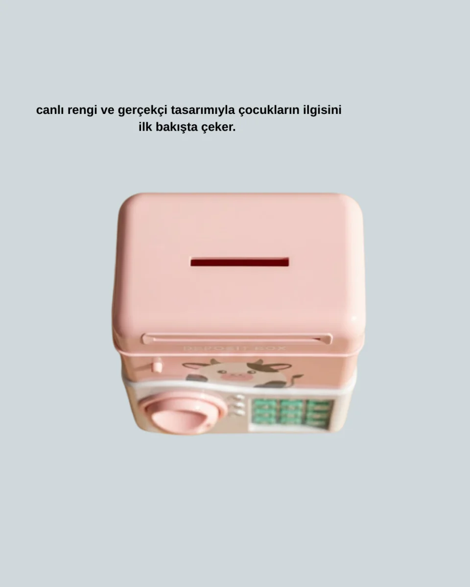 ATM Tasarımlı Pembe Işıklı Sesli Çocuk Kumbarası