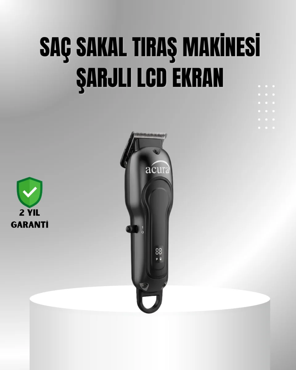 7000 RPM Güçlü Motorlu LCD Göstergeli Şarjlı Tıraş Makinesi