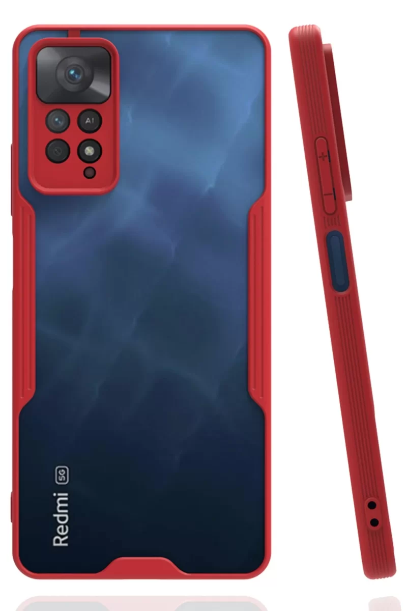 Newface Xiaomi Redmi Note 11 Pro Kılıf Platin Silikon - Kırmızı