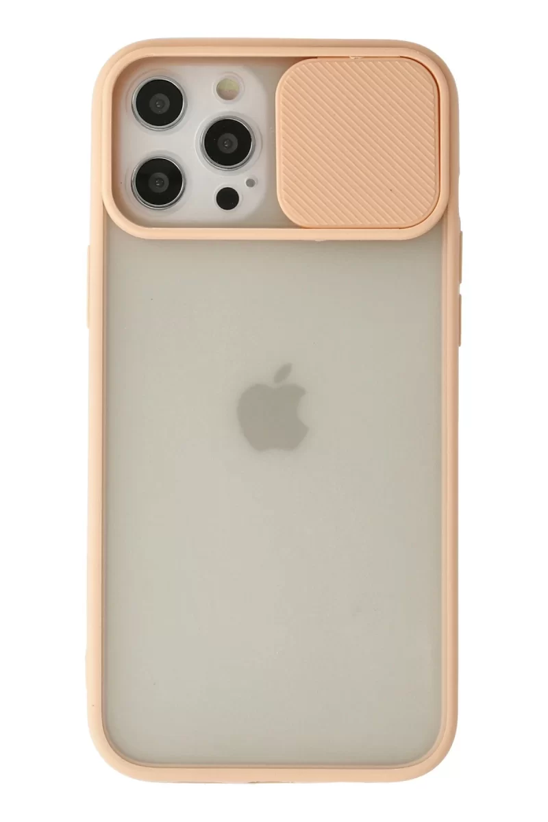 Newface Apple iPhone 12 Pro Max Kılıf Palm Buzlu Kamera Sürgülü Silikon - Pembe