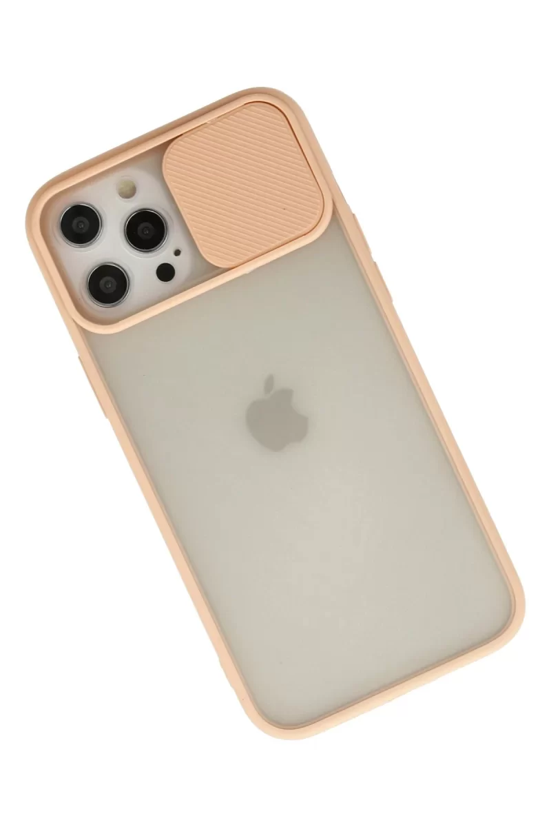 Newface Apple iPhone 12 Pro Max Kılıf Palm Buzlu Kamera Sürgülü Silikon - Pembe