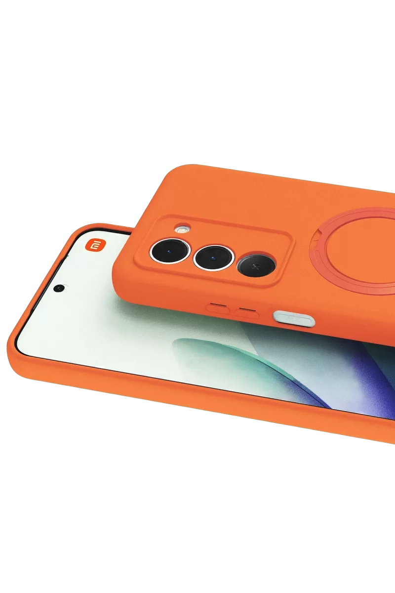 Newface Xiaomi Redmi 15 4G Regal Magsafe Standlı Kapak - Turuncu