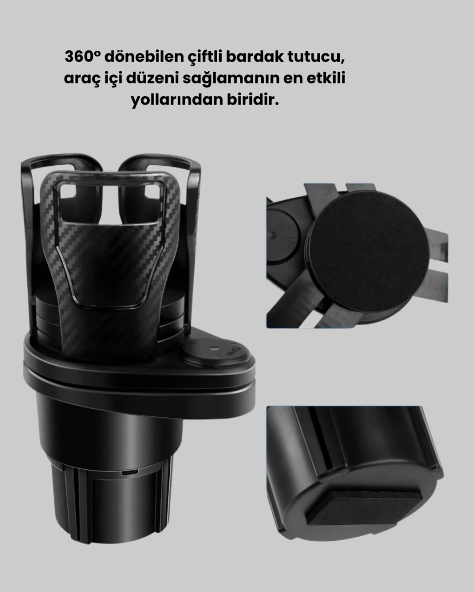 Araç İçi Düzen ve Ambiyans Seti Çift Bardak Tutucu + LED Işık