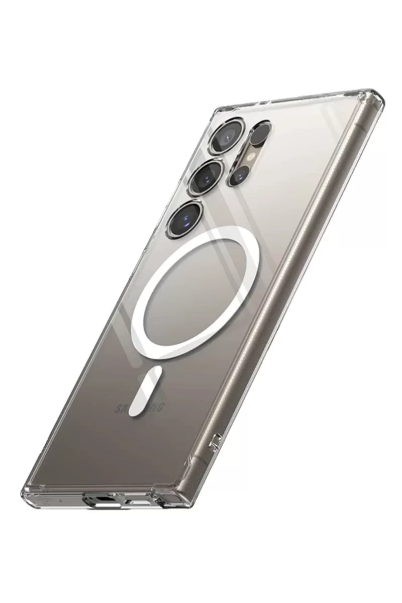 Newface Samsung Galaxy S24 Ultra Kılıf Magneticsafe Şeffaf Silikon - Şeffaf