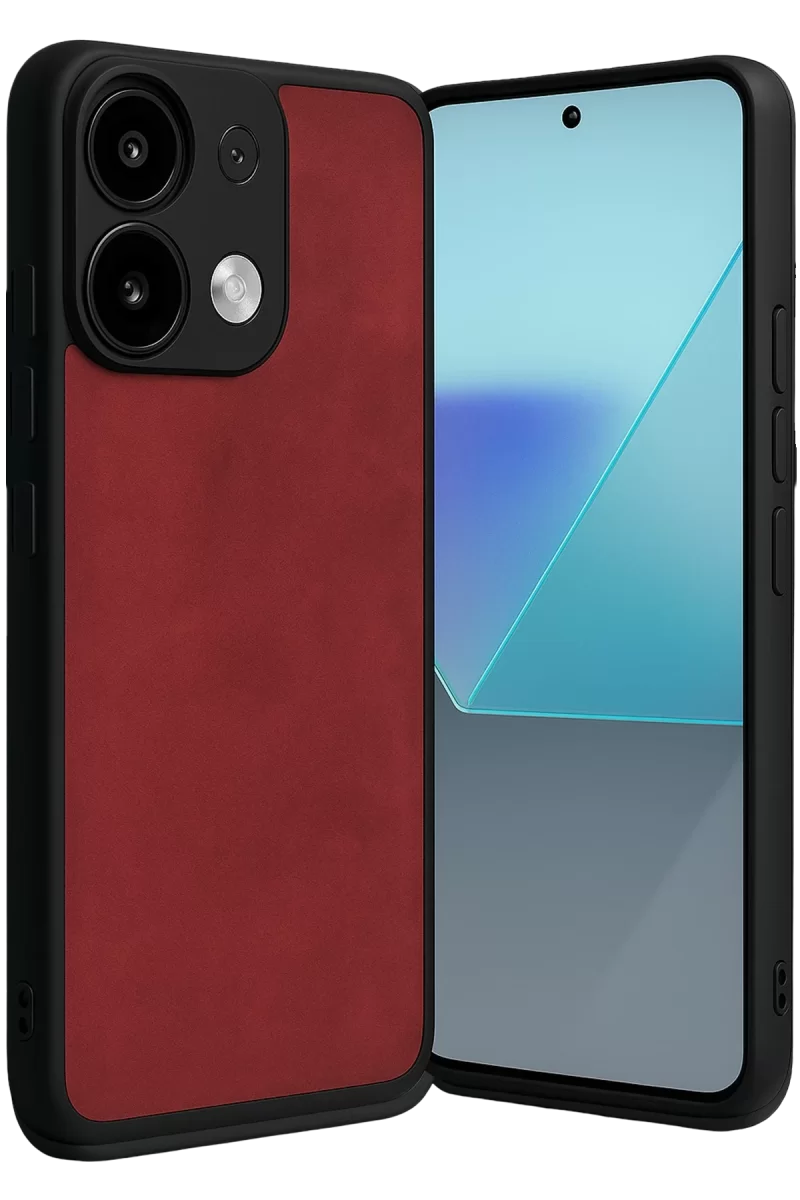 Newface Xiaomi Redmi Note 13 4G Kılıf Aras Deri Kapak - Kırmızı
