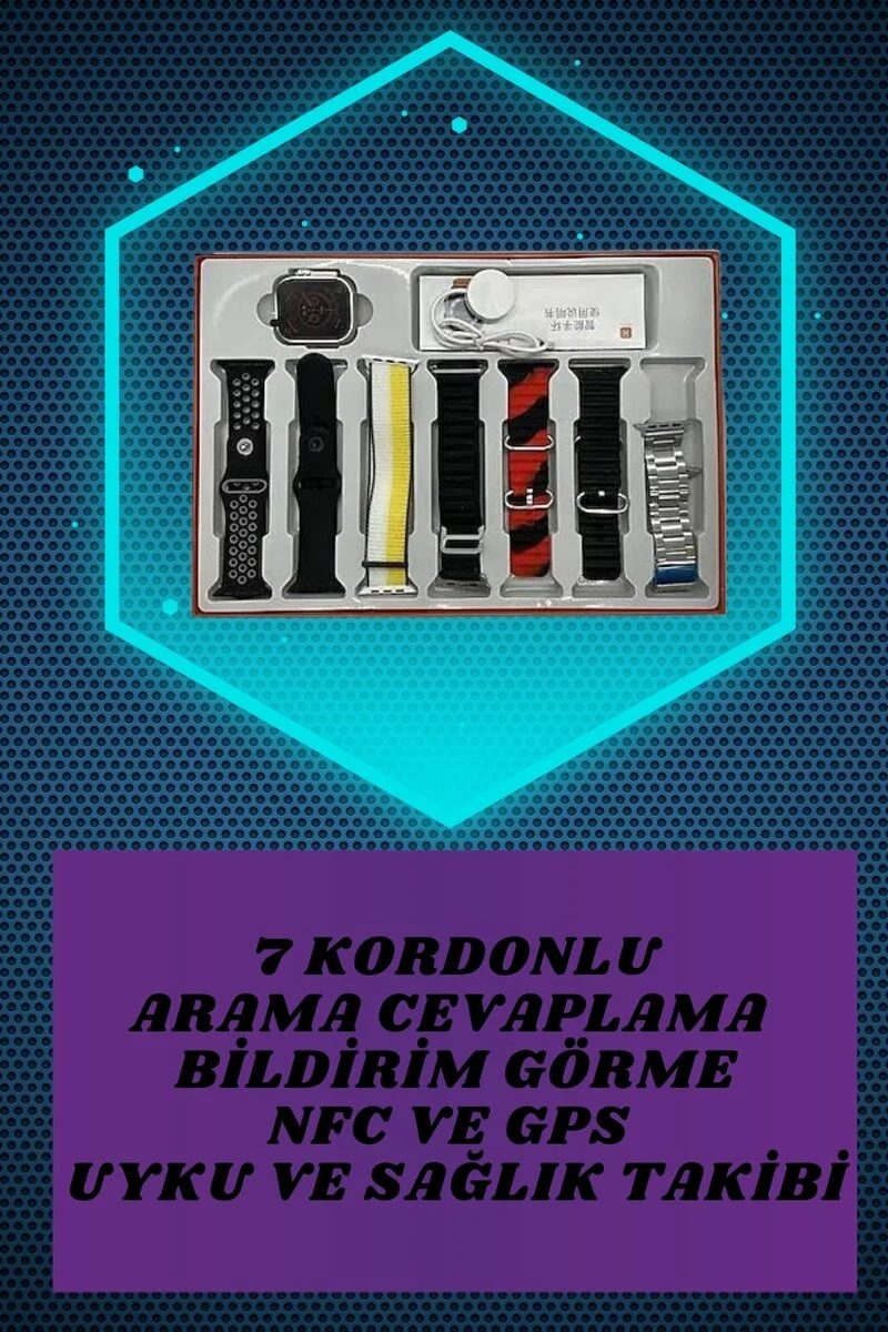 7 Kordonlu Akıllı Saat Ve Oyuncu Kulaklığı Bluetooth Bağlantılı Android ve İOS Uyumlu