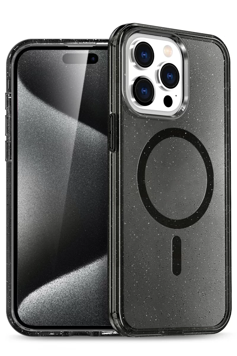 Newface Apple iPhone 14 Pro Kılıf Star Magsafe Kapak - Siyah