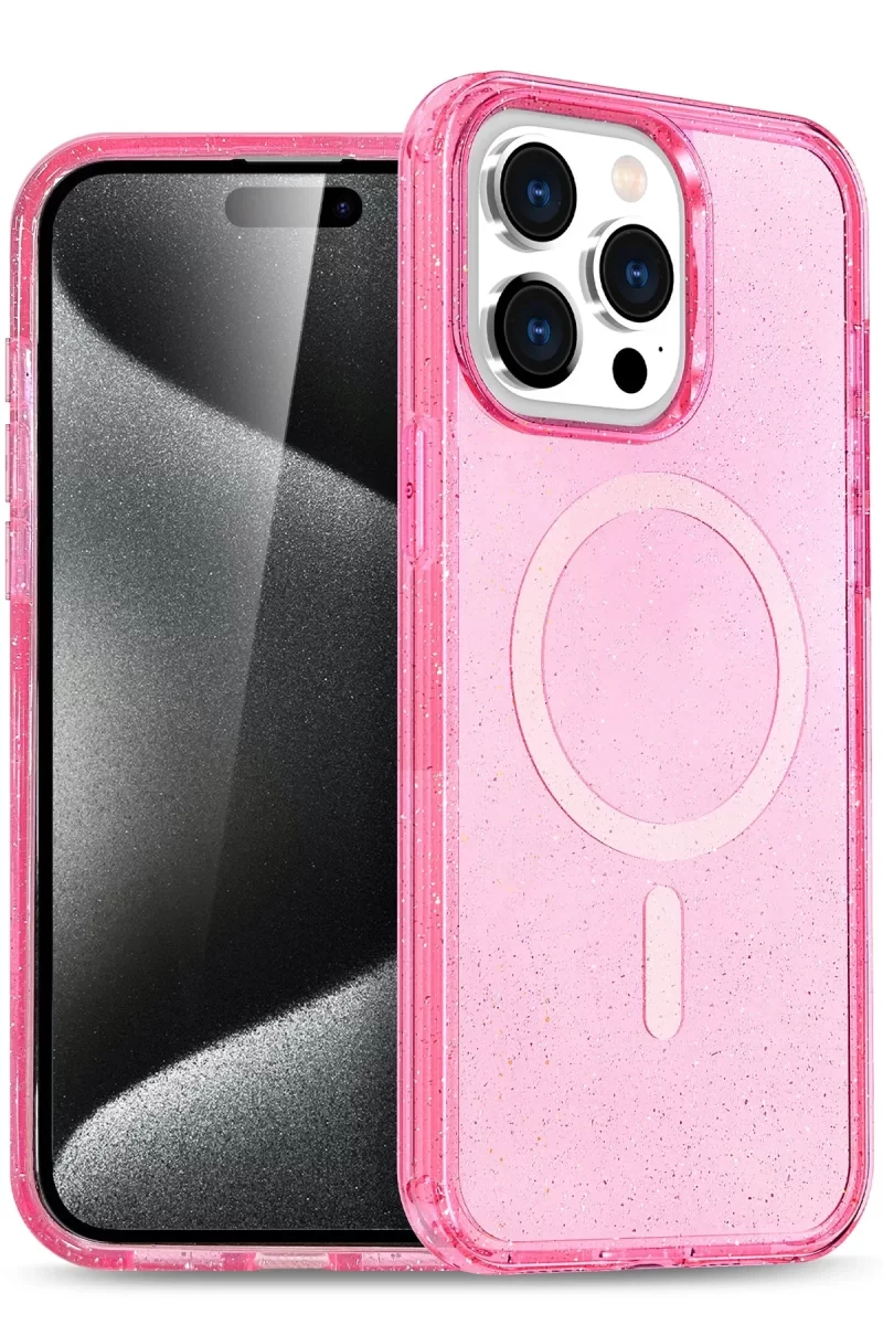 Newface Apple iPhone 14 Pro Kılıf Star Magsafe Kapak - Pembe