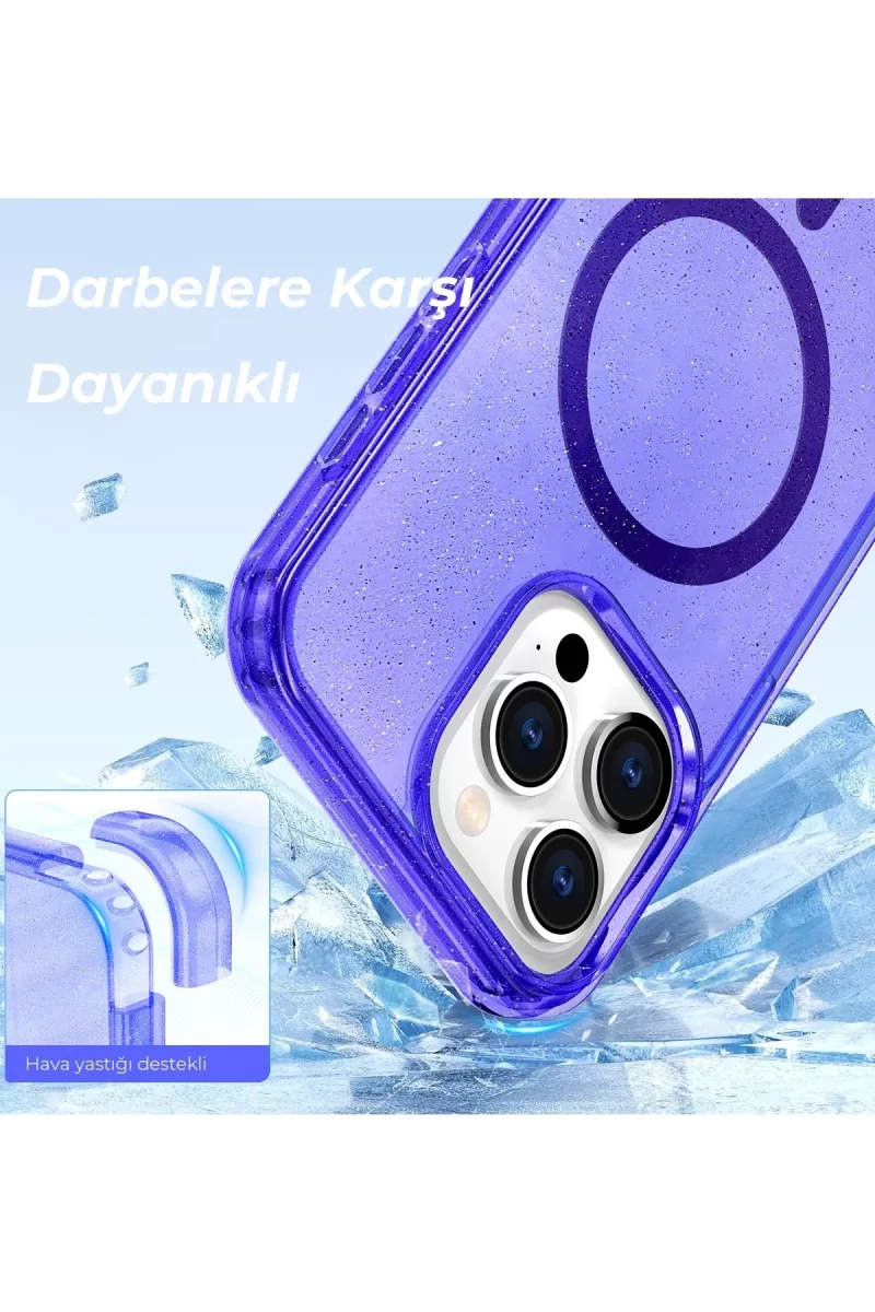 Newface Apple iPhone 14 Pro Kılıf Star Magsafe Kapak - Mor