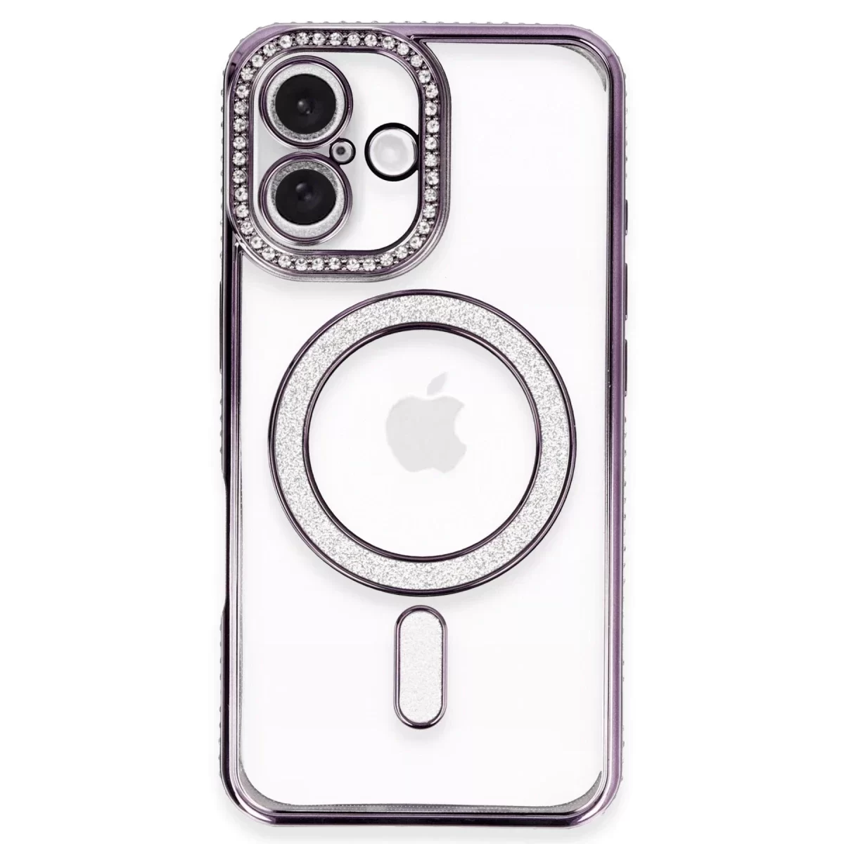 Newface Apple iPhone 16 Plus Kılıf Joke Simli Magneticsafe Kılıf - Derin Mor