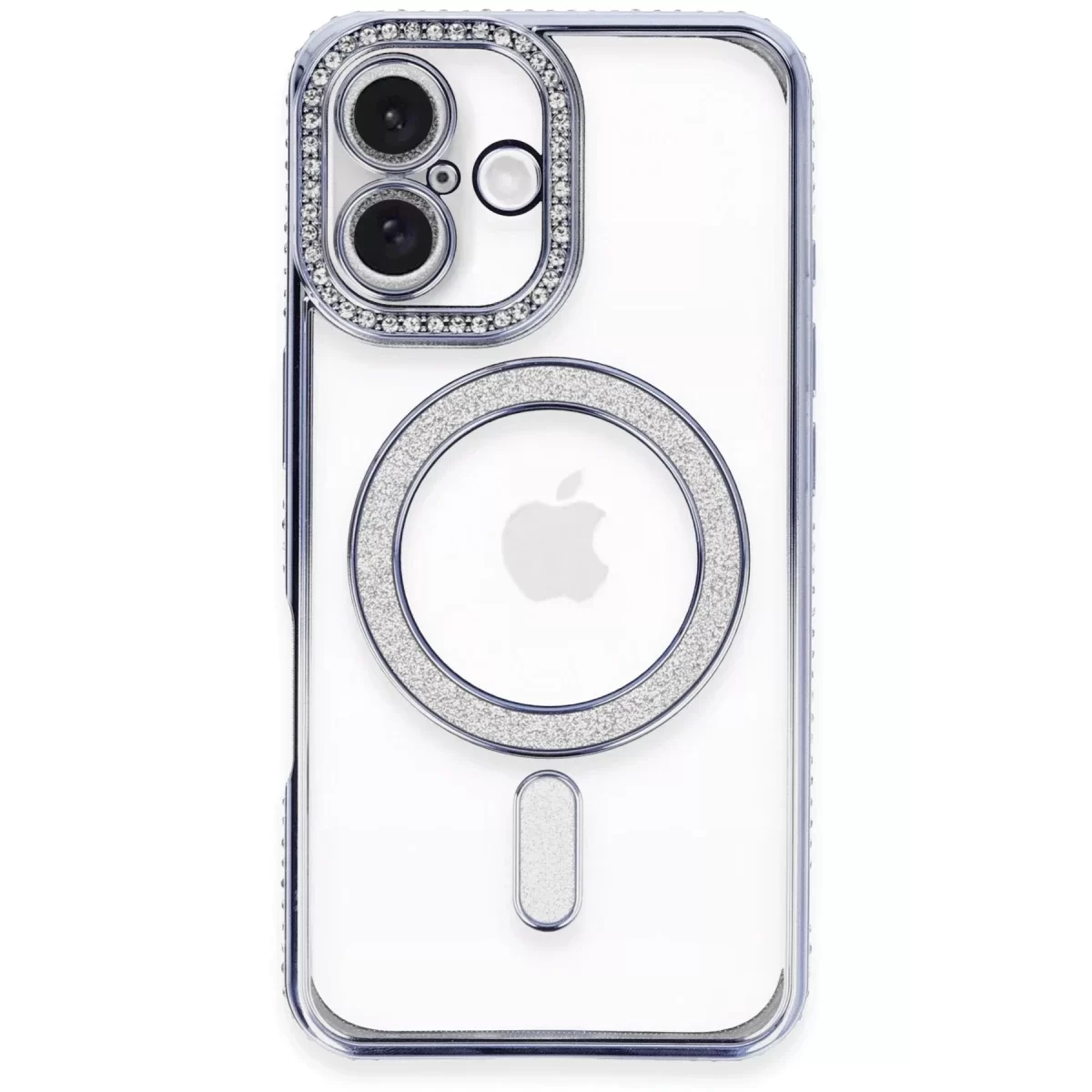 Newface Apple iPhone 16 Plus Kılıf Joke Simli Magneticsafe Kılıf - Mavi