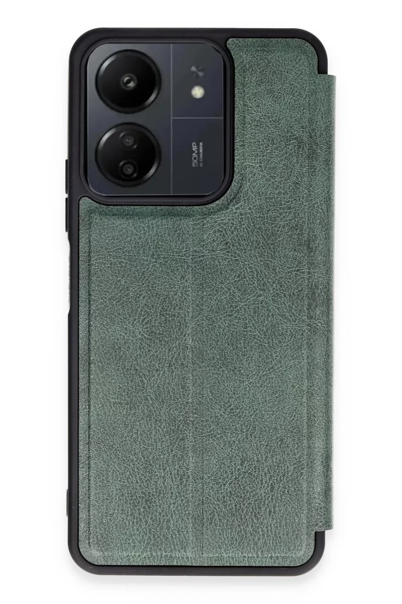 Newface Xiaomi Redmi 13C Kılıf Flip Cover - Koyu Yeşil