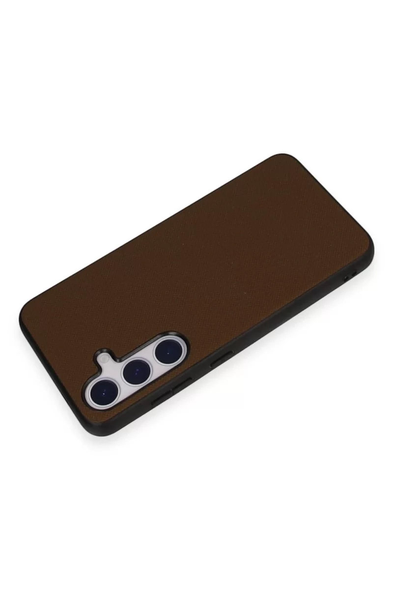 Newface Samsung Galaxy S24 Kılıf Taft Kapak - Kahverengi