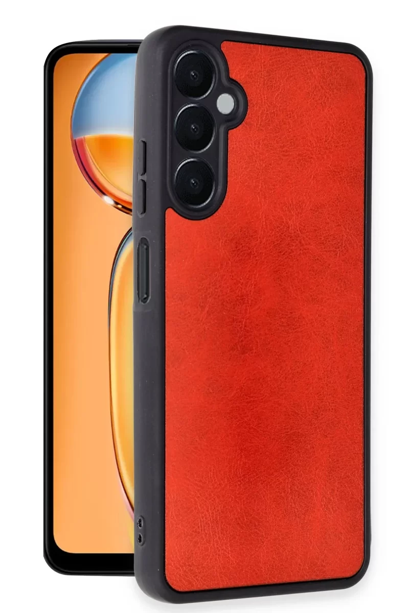 Newface Samsung Galaxy M15 Kılıf Aras Deri Kapak - Kırmızı