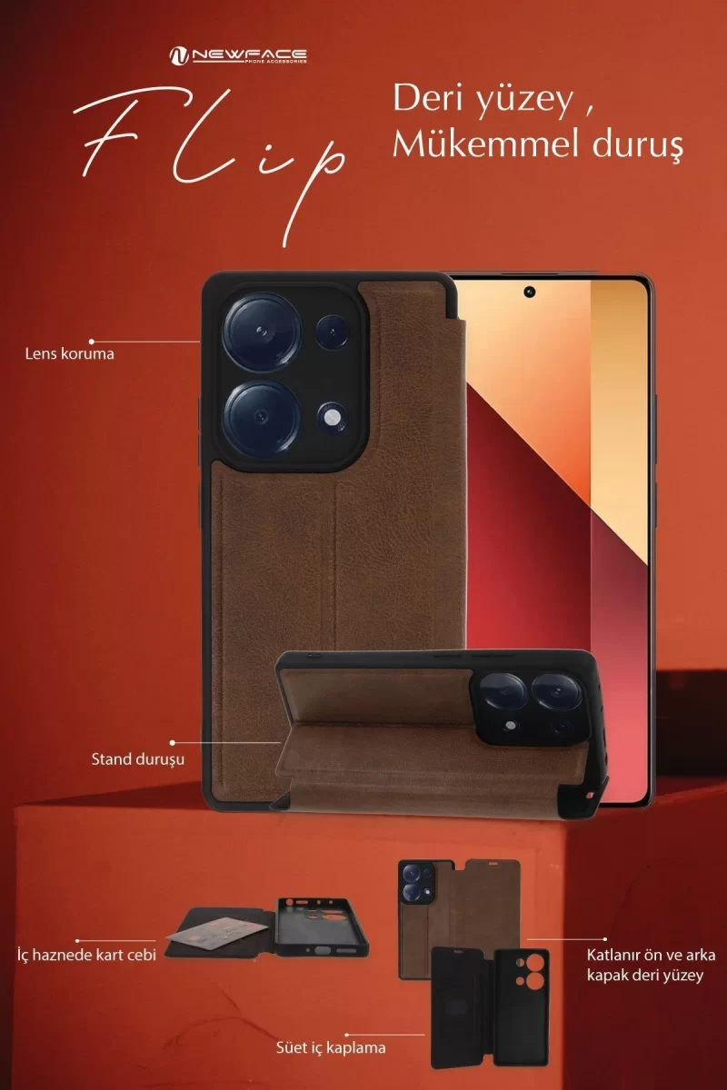Newface Samsung Galaxy A05S Kılıf Flip Cover - Taba