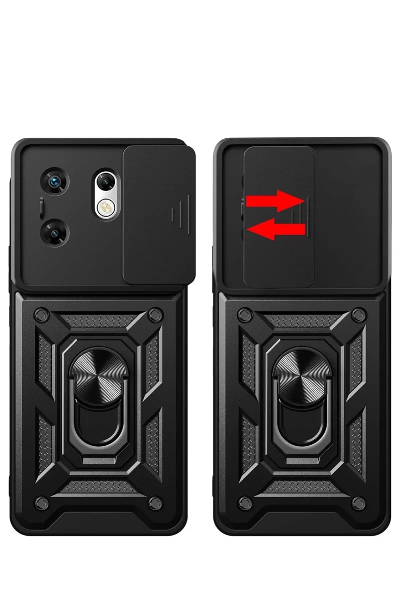 Newface İnfinix Zero 30 4G Kılıf Pars Lens Yüzüklü Silikon - Siyah
