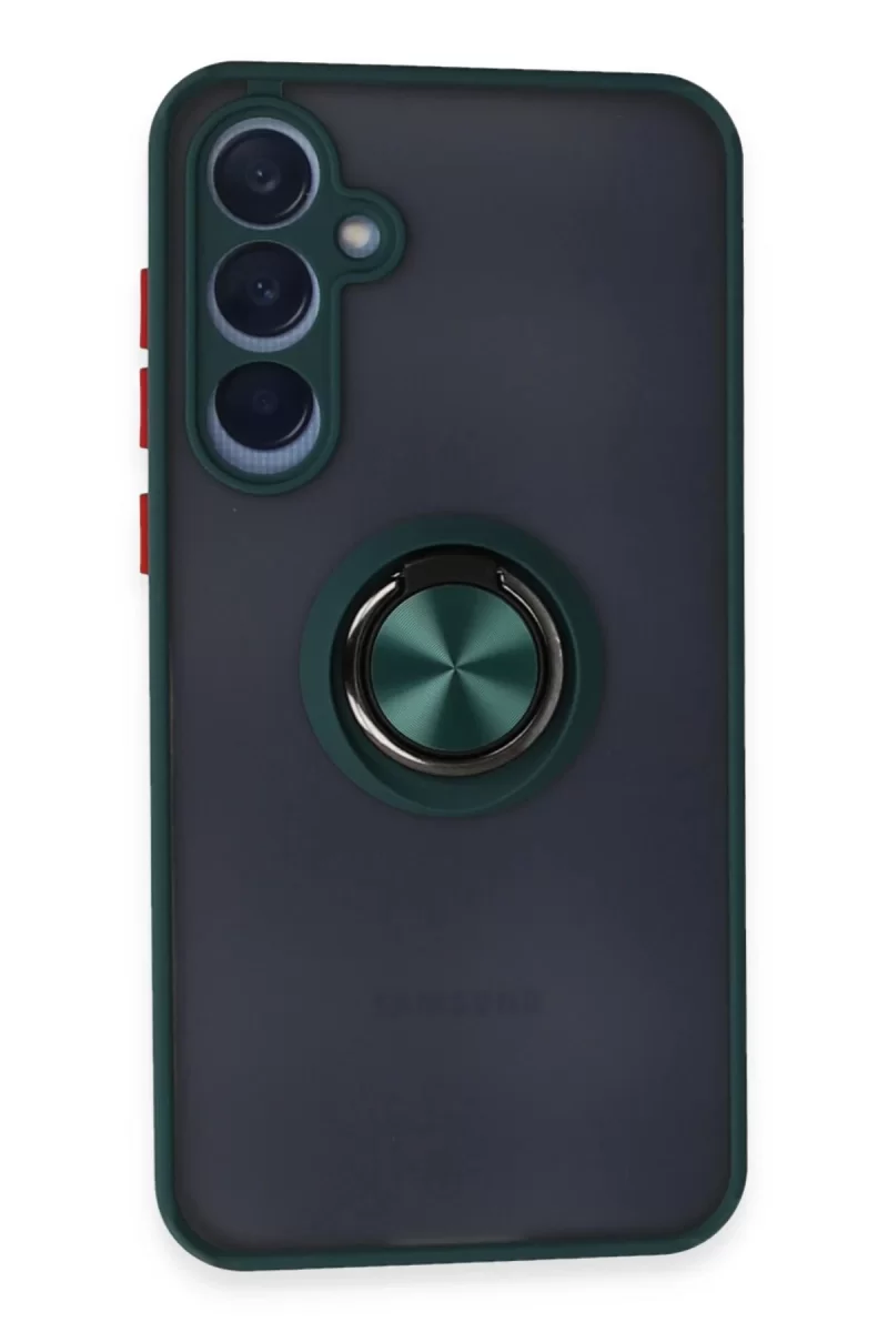 Newface Samsung Galaxy A35 5G Kılıf Montreal Yüzüklü Silikon Kapak - Yeşil