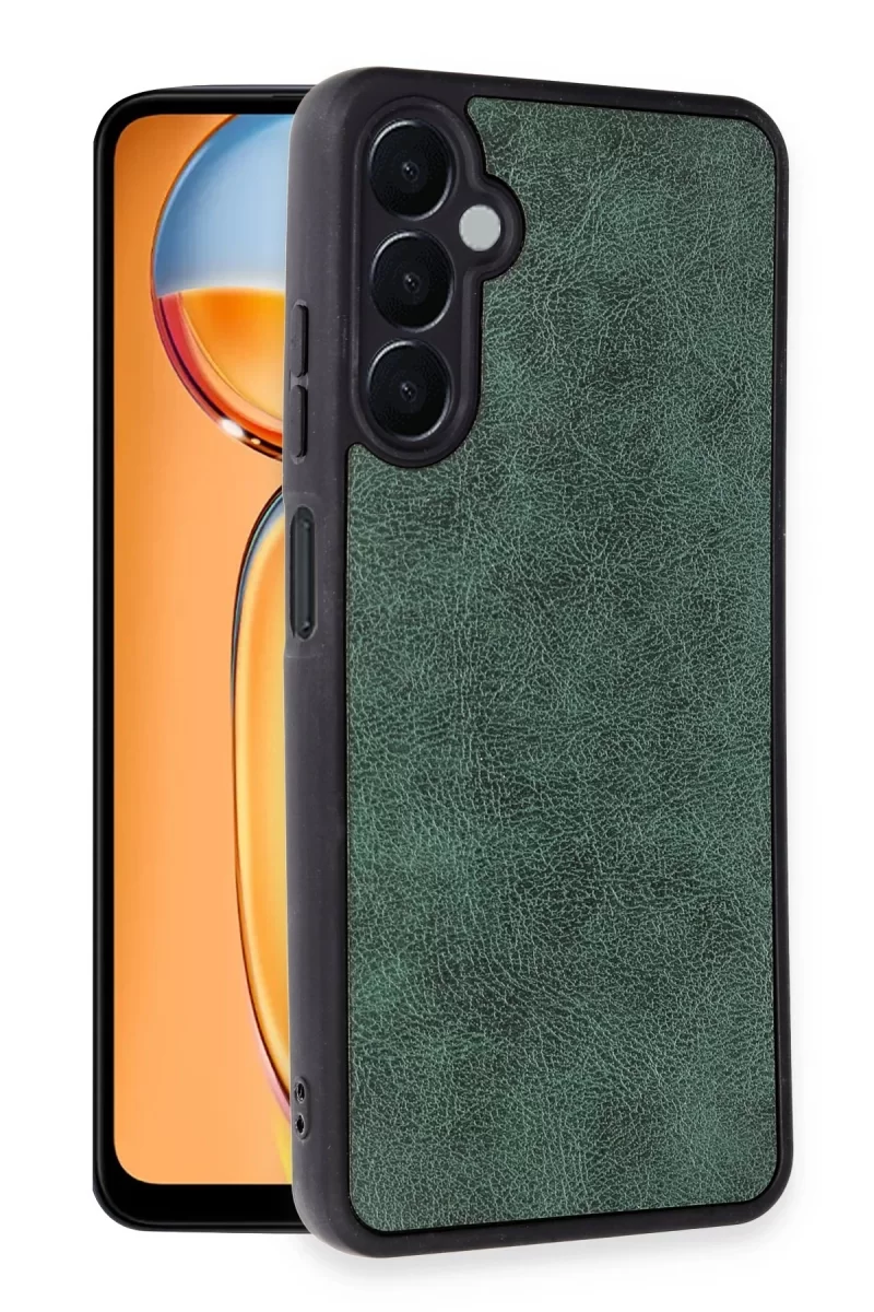 Newface Samsung Galaxy M15 Kılıf Aras Deri Kapak - Koyu Yeşil