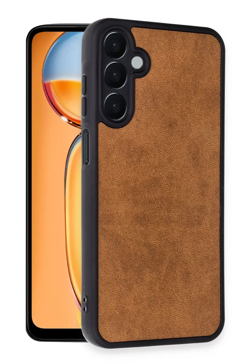 Newface Samsung Galaxy M15 Kılıf Aras Deri Kapak - Taba