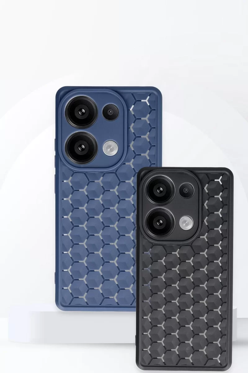 Newface Xiaomi Redmi Note 13 Pro 4G Kılıf Petek Silikon Kapak - Lacivert