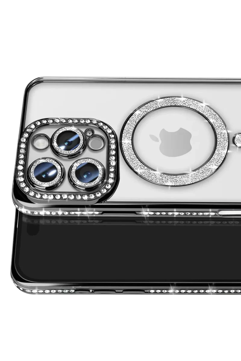 Newface Apple iPhone 16 Pro Max Kılıf Joke Simli Magneticsafe Kılıf - Siyah