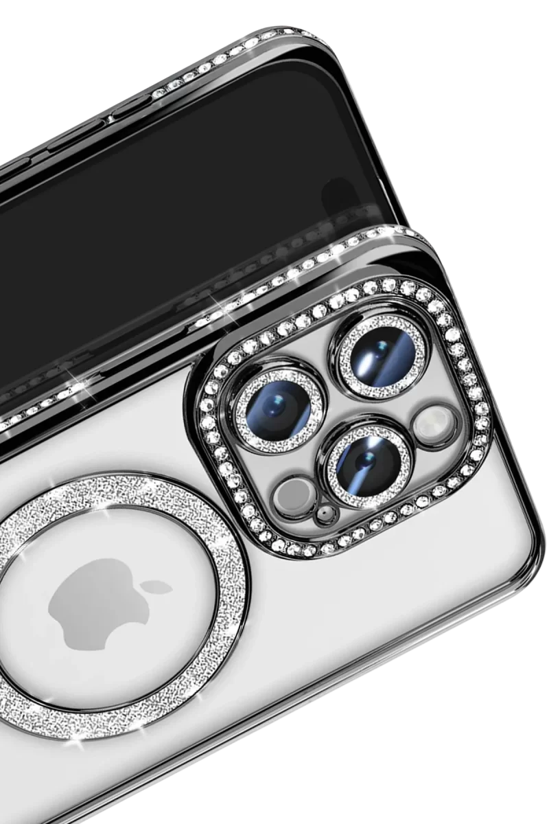 Newface Apple iPhone 16 Pro Max Kılıf Joke Simli Magneticsafe Kılıf - Siyah