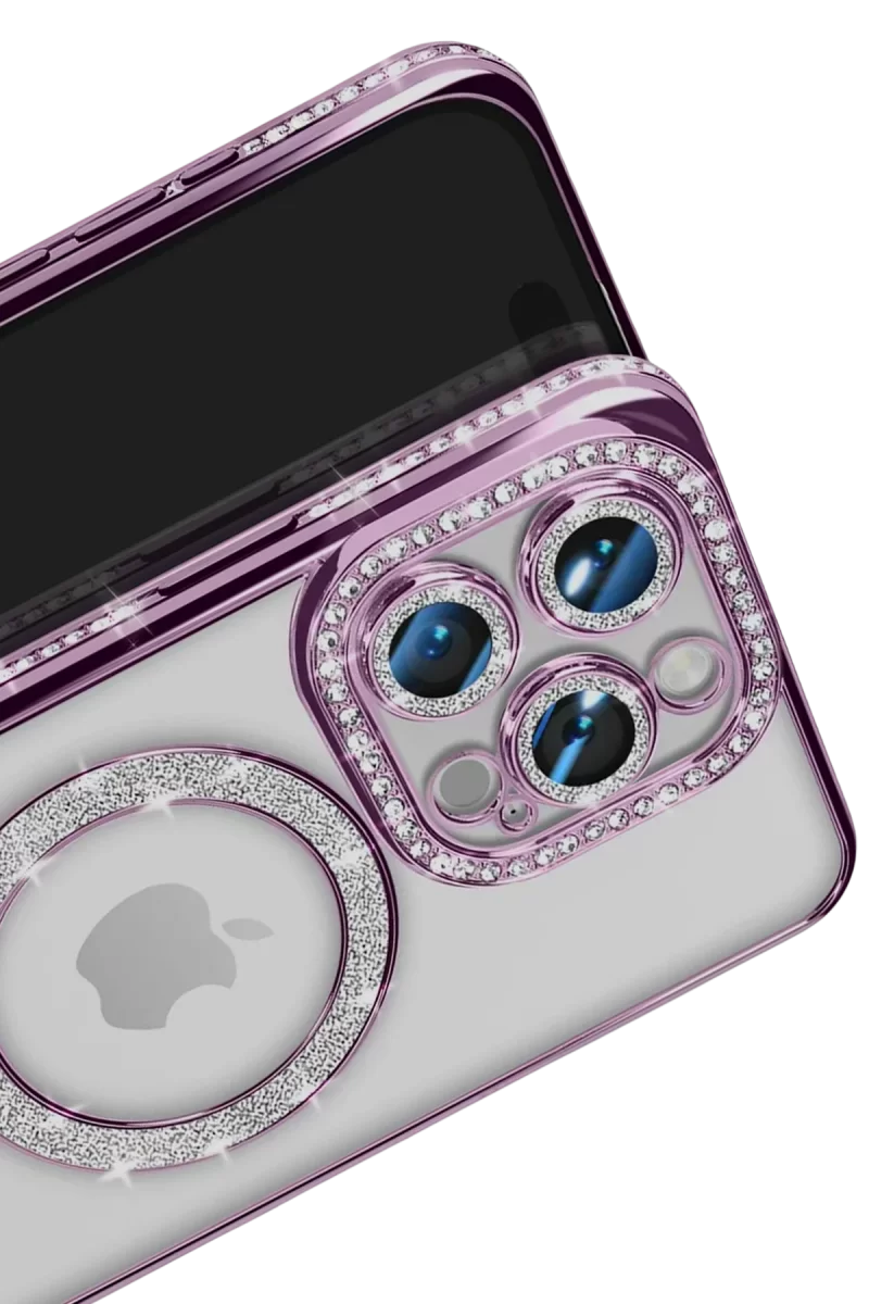 Newface Apple iPhone 16 Pro Max Kılıf Joke Simli Magneticsafe Kılıf - Derin Mor