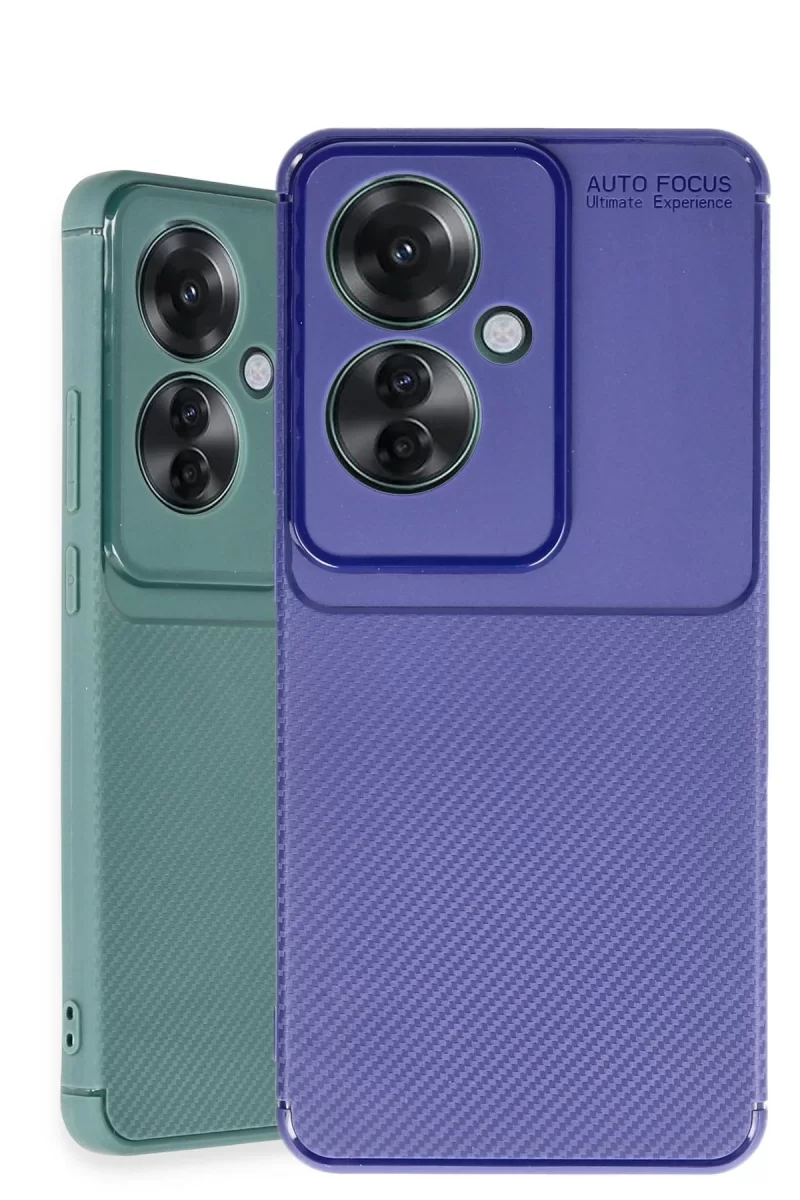 Newface Oppo Reno 11F Kılıf Auto Focus Karbon Kapak - Koyu Yeşil