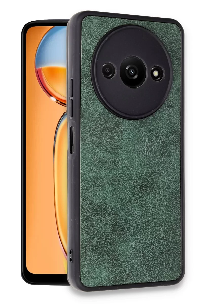 Newface Xiaomi Redmi A3 4G Kılıf Aras Deri Kapak - Koyu Yeşil