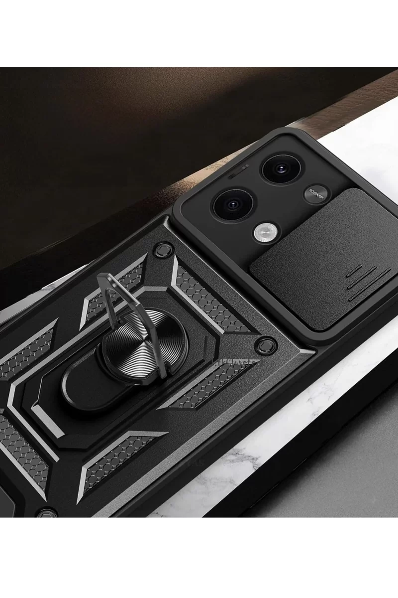 Newface Xiaomi Poco X6 Kılıf Pars Lens Yüzüklü Silikon - Gold