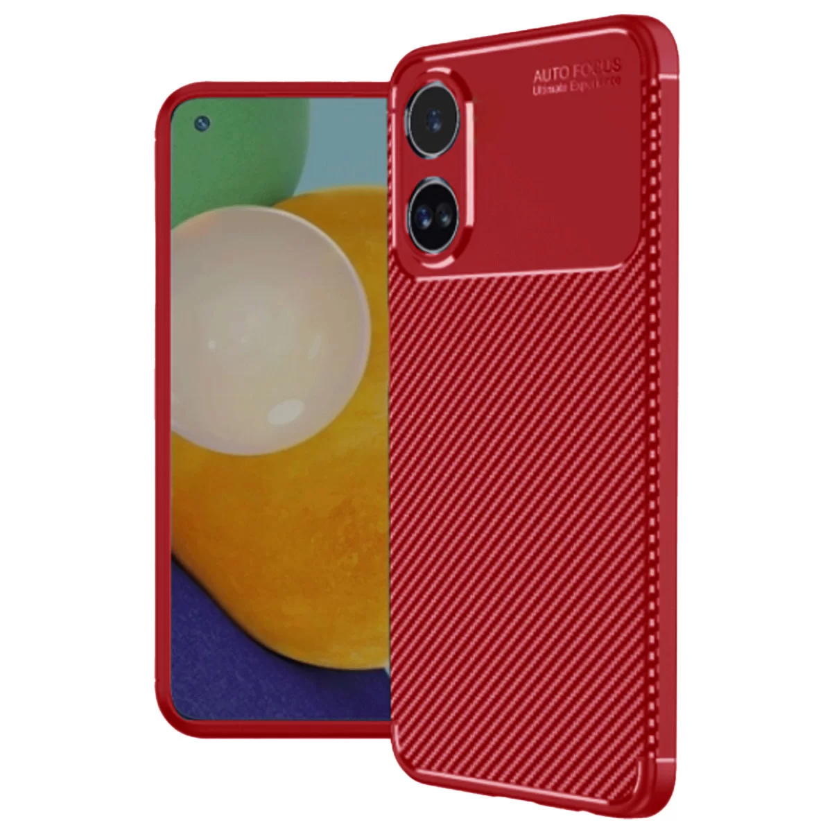 Newface Oppo A38 Kılıf Auto Focus Karbon Kapak - Kırmızı