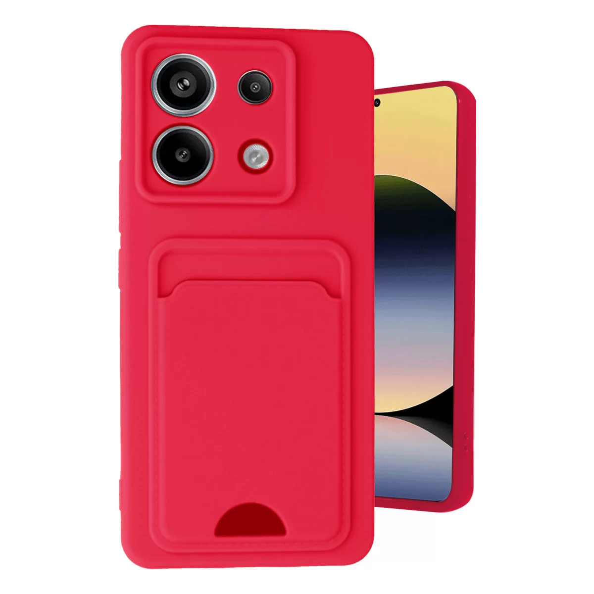 Newface Xiaomi Redmi Note 13 Pro 5G Kılıf Kelvin Kartvizitli Silikon - Kırmızı