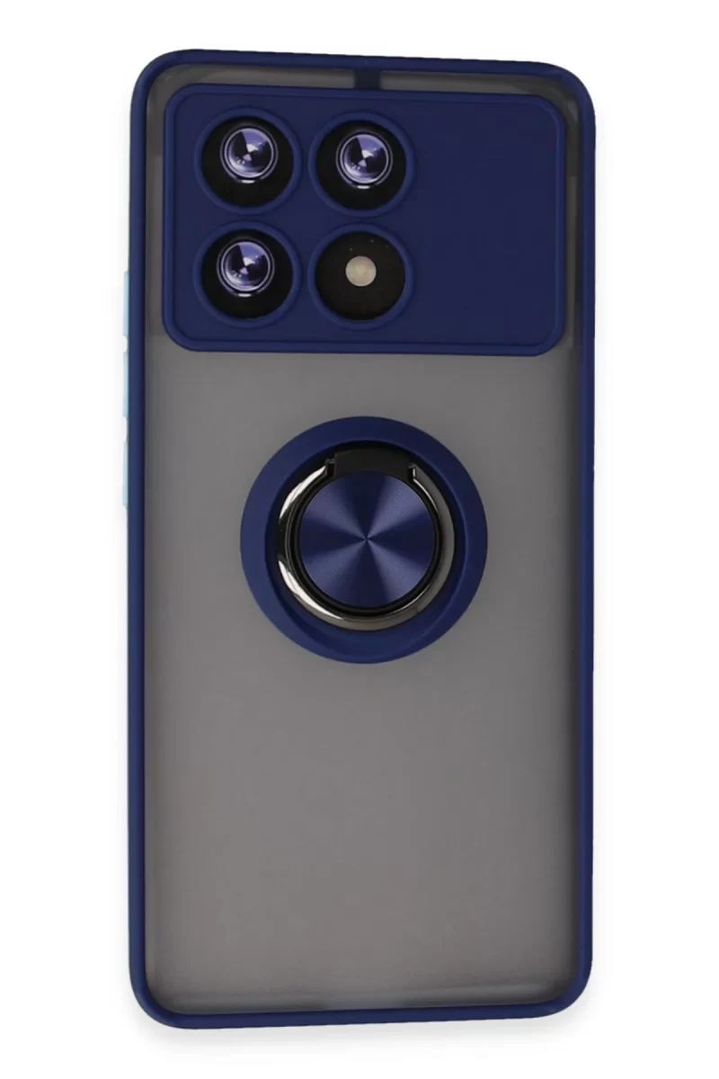 Newface Xiaomi Poco X6 Pro Kılıf Montreal Yüzüklü Silikon Kapak - Lacivert