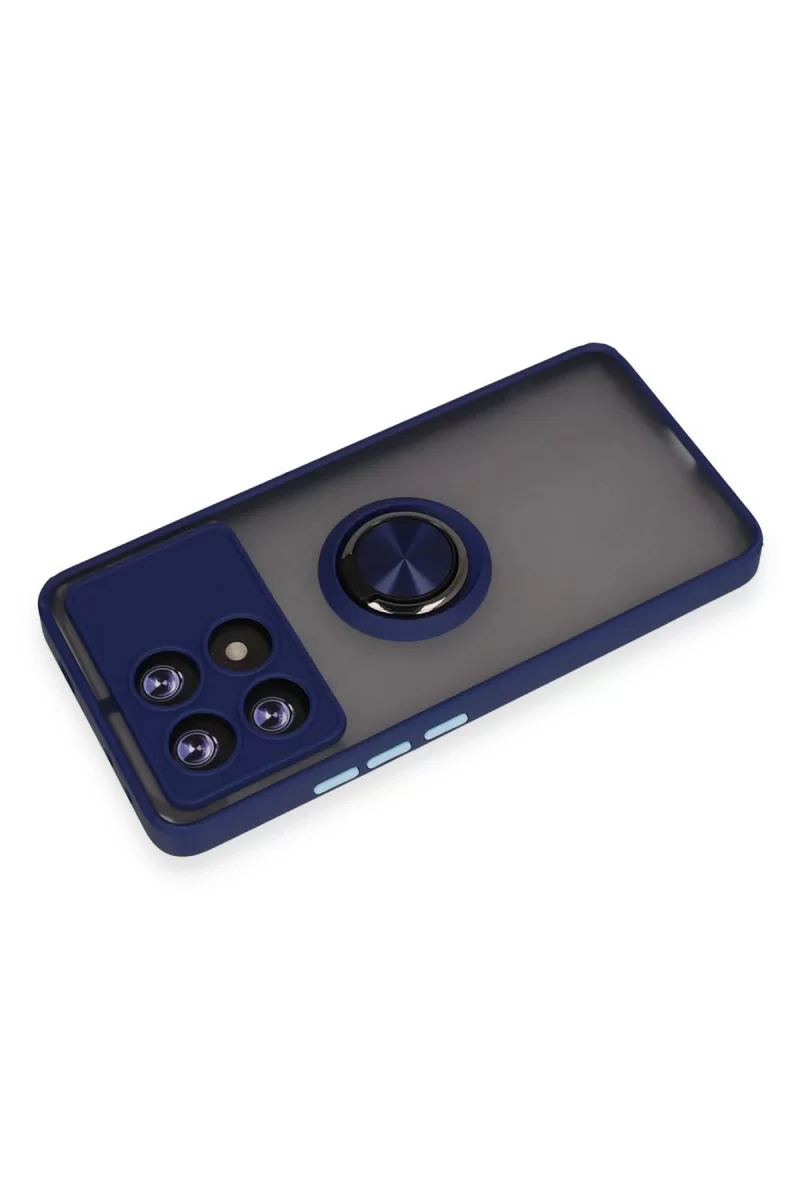 Newface Xiaomi Poco X6 Pro Kılıf Montreal Yüzüklü Silikon Kapak - Lacivert