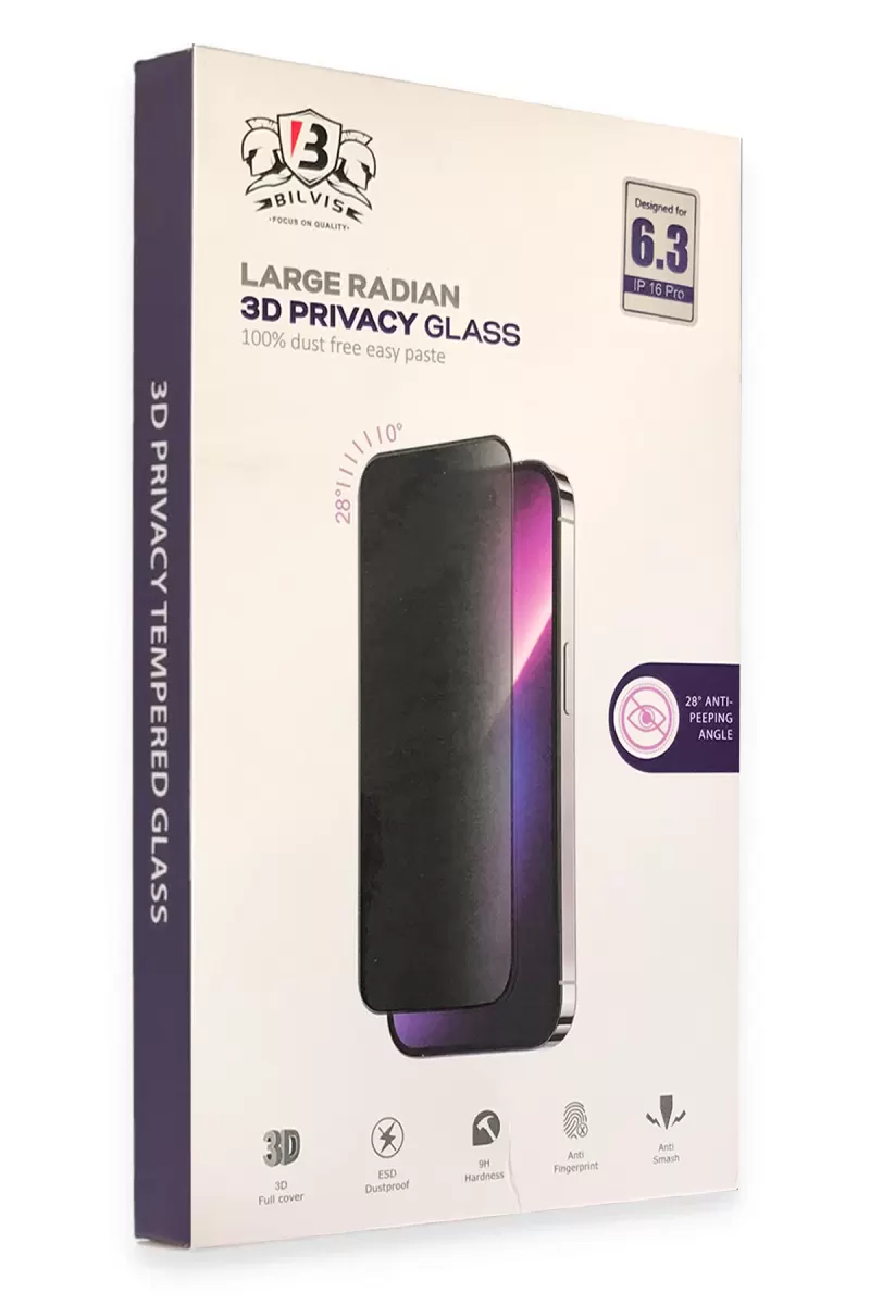 Newface Apple iPhone 16 Pro Max Bilvis 3D Radian Hayalet Cam Ekran Koruyucu