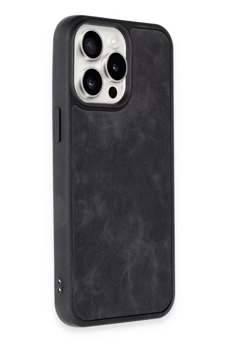 Newface Apple iPhone 14 Pro Kılıf Aras Deri Kapak - Siyah