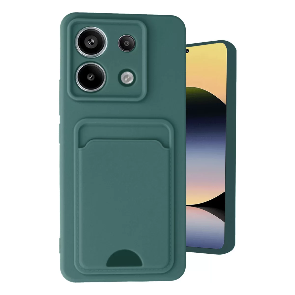 Newface Xiaomi Redmi Note 13 Pro 5G Kılıf Kelvin Kartvizitli Silikon - Koyu Yeşil