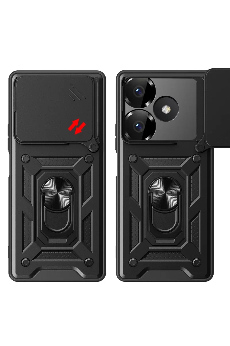 Newface Xiaomi Redmi 13 4G Kılıf Pars Lens Yüzüklü Silikon - Yeşil