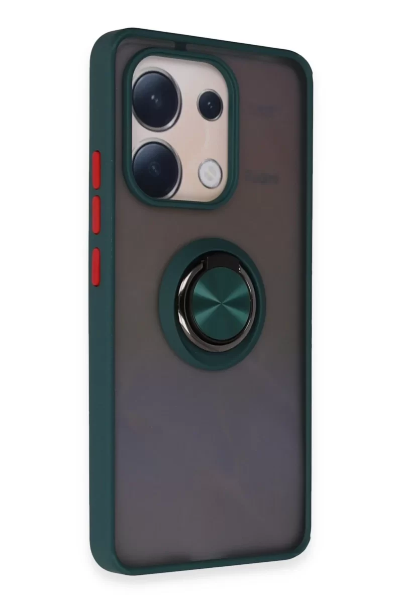 Newface Xiaomi Redmi Note 13 4G Kılıf Montreal Yüzüklü Silikon Kapak - Yeşil