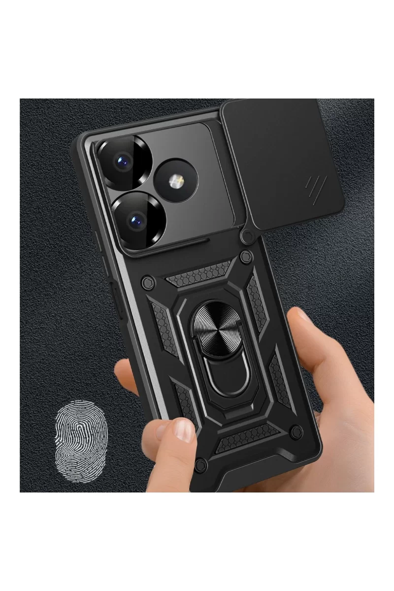 Newface Xiaomi Redmi 13 4G Kılıf Pars Lens Yüzüklü Silikon - Gümüş
