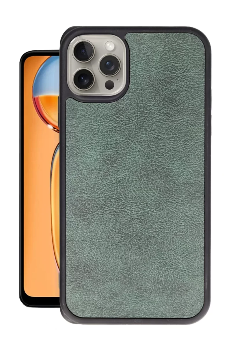 Newface Apple iPhone 14 Pro Kılıf Aras Deri Kapak - Koyu Yeşil