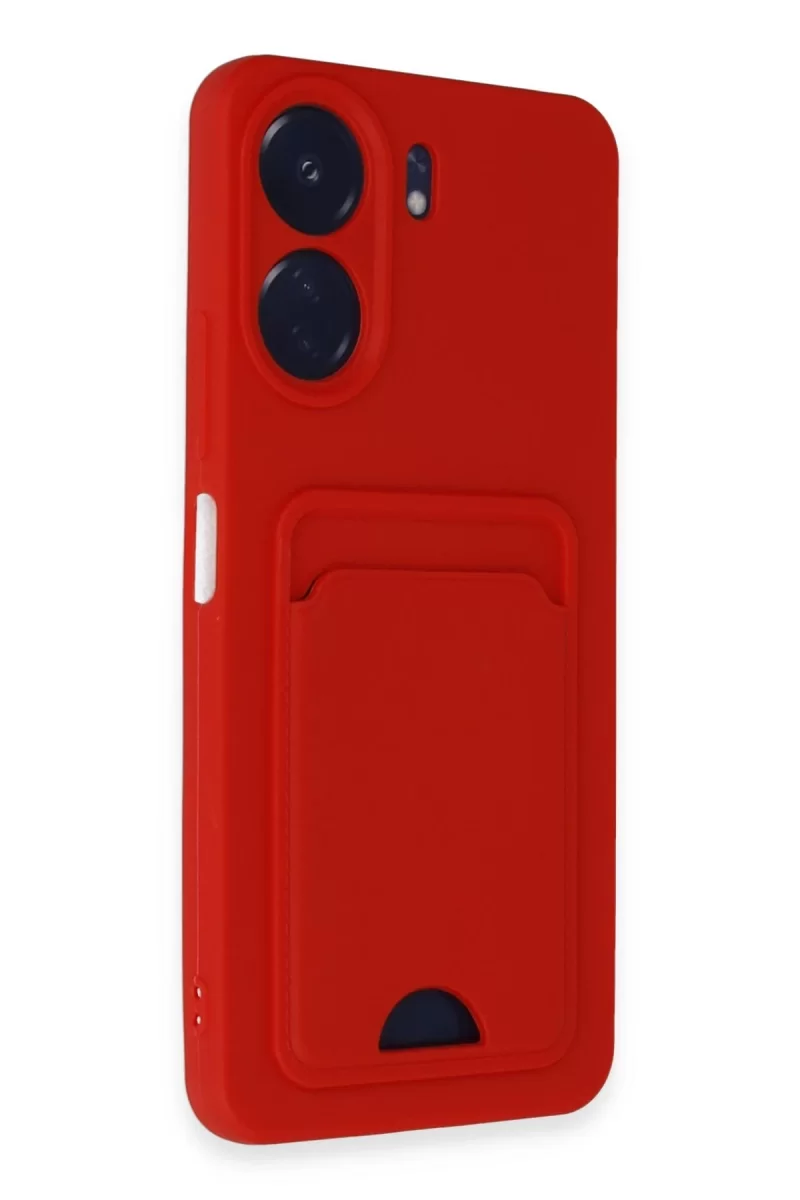 Newface Xiaomi Redmi 13C Kılıf Kelvin Kartvizitli Silikon - Kırmızı