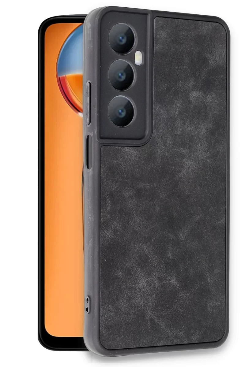 Newface Realme C65 Kılıf Aras Deri Kapak - Siyah