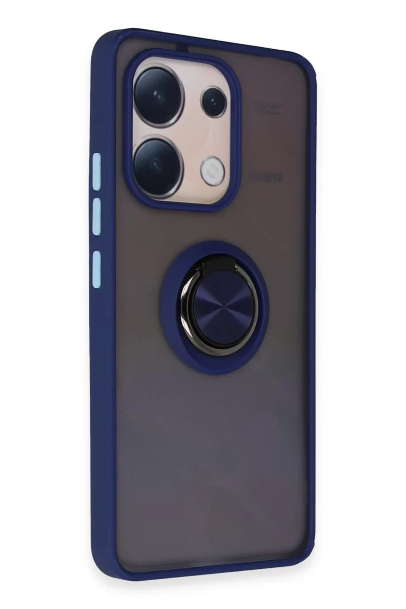 Newface Xiaomi Redmi Note 13 4G Kılıf Montreal Yüzüklü Silikon Kapak - Lacivert