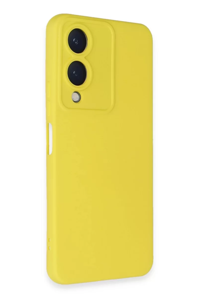 Newface Vivo Y17S Kılıf Nano içi Kadife Silikon - Sarı
