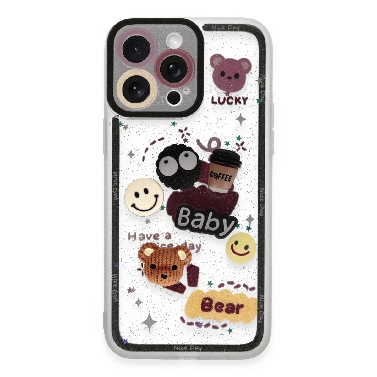 Newface Apple iPhone 14 Pro Max Kılıf Sweet Desenli Silikon Kapak - Sarı