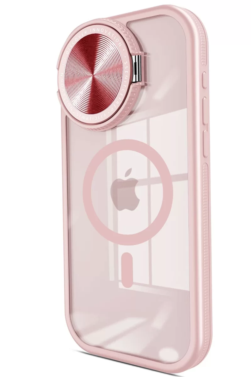 Newface Apple iPhone 14 Pro Max Kılıf Teleskop Lens Magsafe Silikon Kapak - Pembe